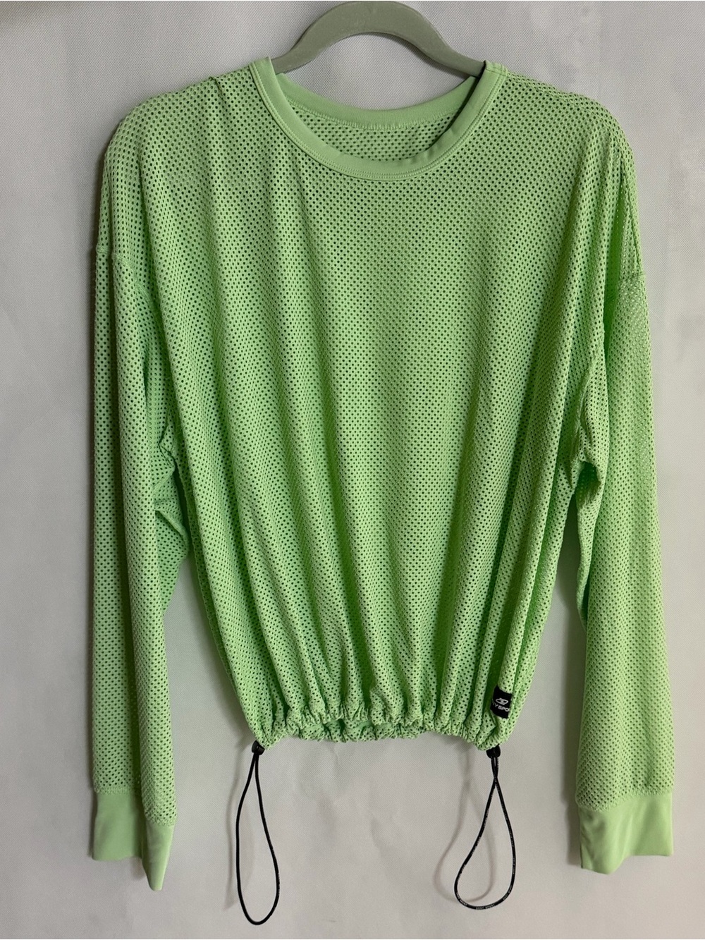 DKNY Sport Lime Green Mesh Cropped Long Sleeve Top